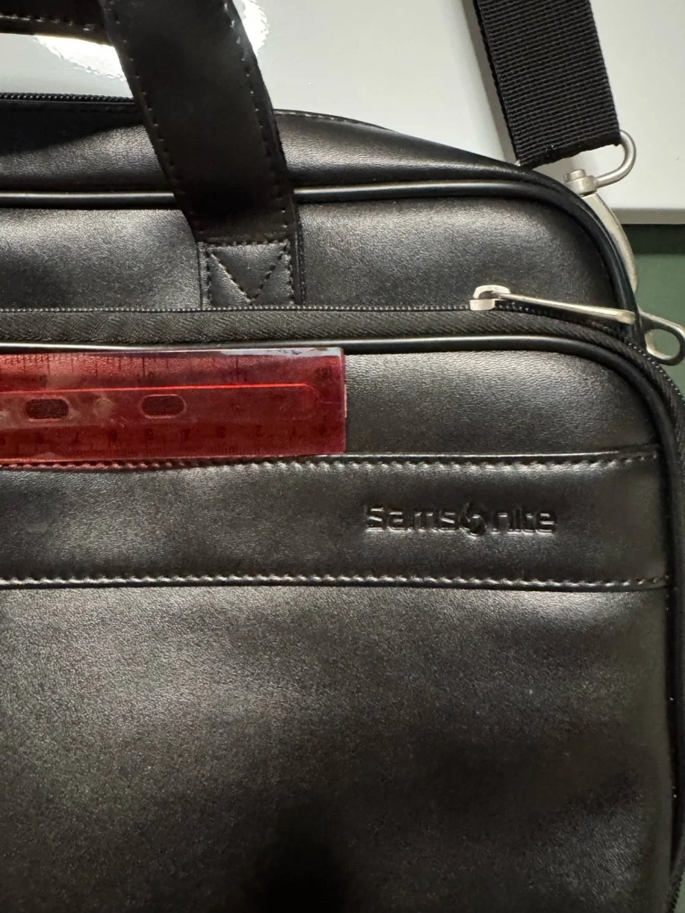 Samsonite Leather Briefcase with Adjustable Strap